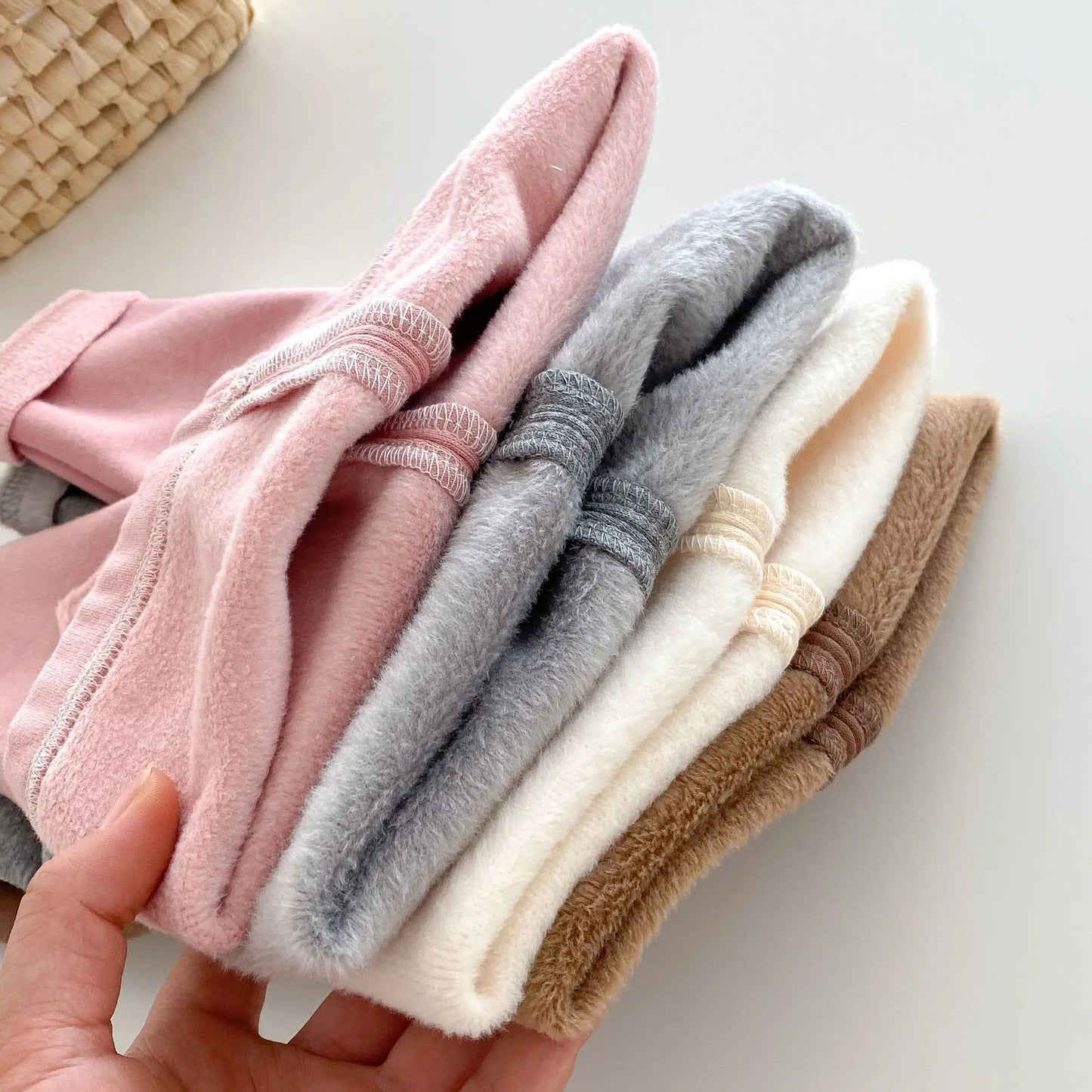 Girls Leggings 2026 Winter 0-5Y Children's Clothes Baby Girls Patch Plus Velvet Warm Pants Trousers