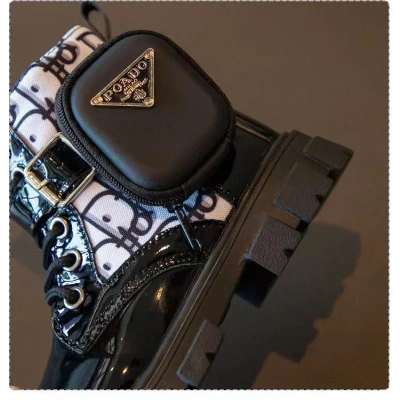 Spring and Autumn Girls Kids Shoes Ankle Boots Fashion British Style Single Boot Soft Sole Versatile Children's  Leather Shoes