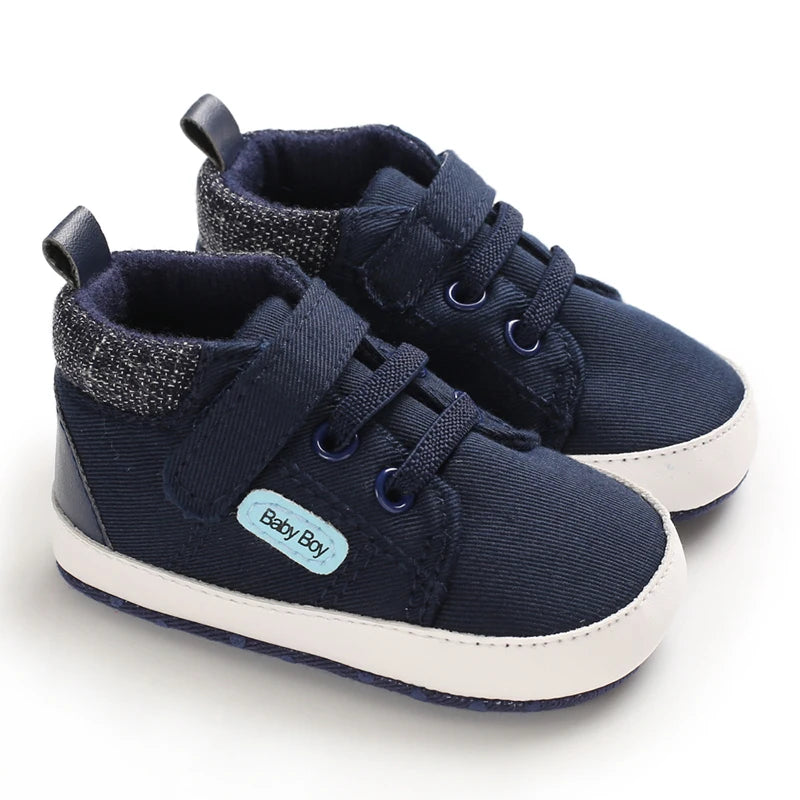 Lucky Blue Newborn Infant Toddler Boy Girl Casual Breathable Soft Cloth Bottom  Anti-slip PU Leather First Walkers Canvas Shoes
