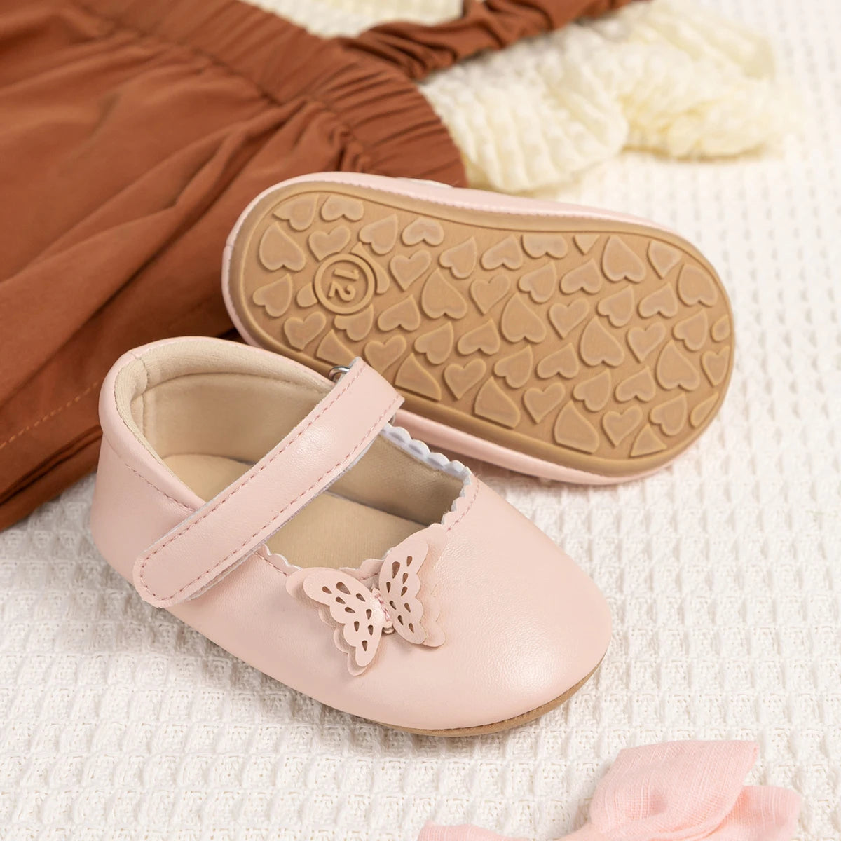 Girls Princess Shoes Bowknot Rubber Sole Anti-slip PU Leather Baby Shoes Newborns First Walkers Crib Shoes Spring Autumn