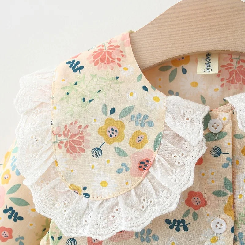 Toddler Girls' baby clothes spring autumn floral dresses costume for 1 2 year old girls baby clothing straight long sleeve dress