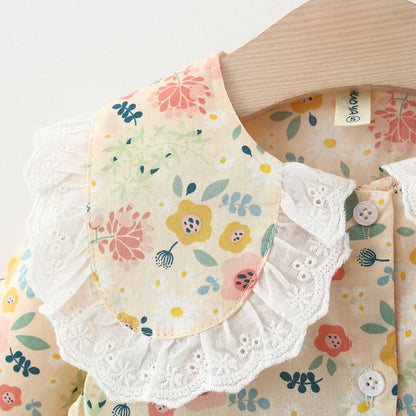 Toddler Girls' baby clothes spring autumn floral dresses costume for 1 2 year old girls baby clothing straight long sleeve dress