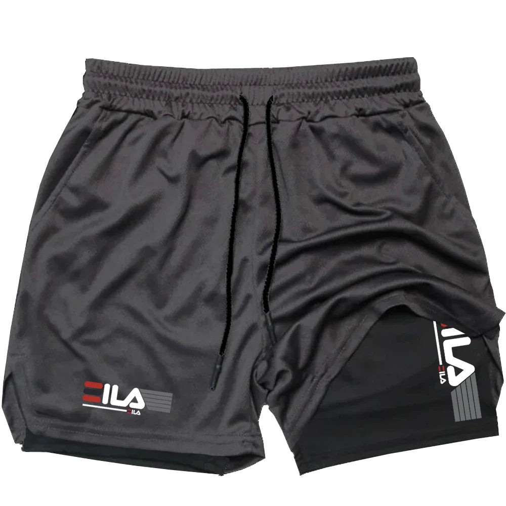 2026 New Men's Running Fitness Shorts 2 in 1 Double Layer Sports Shorts Sportswear Gym Fitness Shorts Training Jogging Pants Men