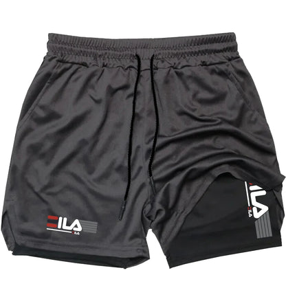 2026 New Men's Running Fitness Shorts 2 in 1 Double Layer Sports Shorts Sportswear Gym Fitness Shorts Training Jogging Pants Men