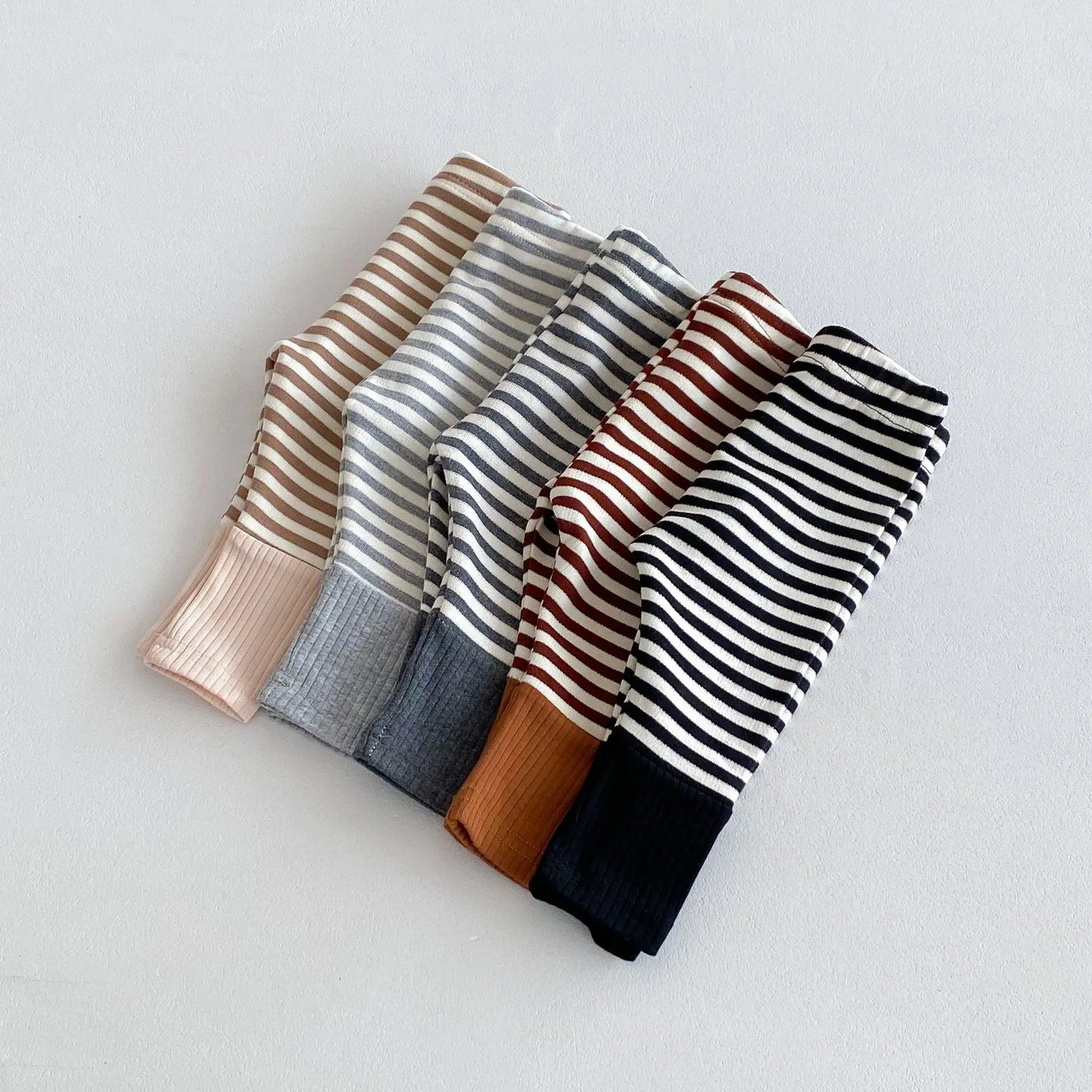 2025 Autumn New Baby Leggings Cotton Girls Striped Patchwork Leggings Infant Stretch Pants Toddler Trousers Boys Clothes