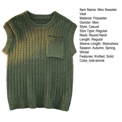 Chic Sweater Vest Knitwear Men Sweater Vest Loose Anti-pilling Pullover Winter Sweater Vest  Keep Warm