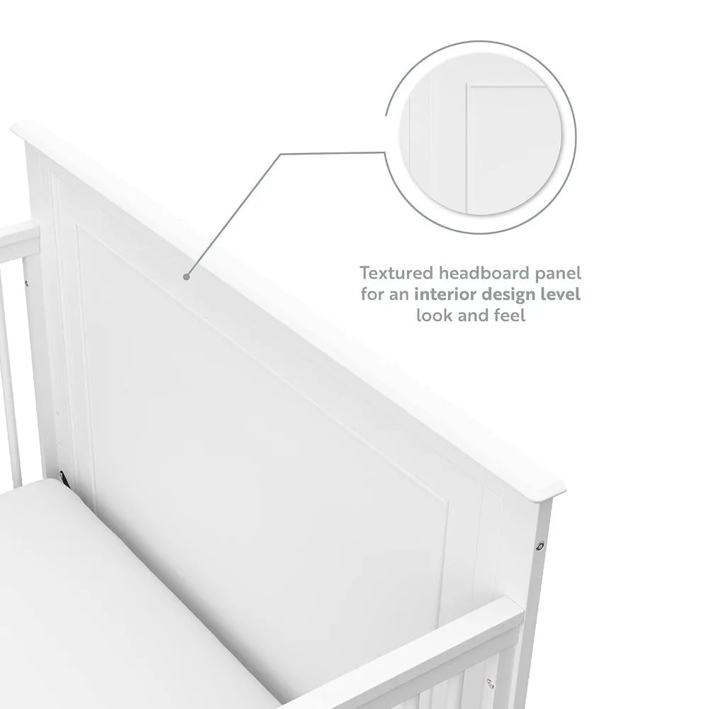 5-In-1 Convertible Crib (White) – GREENGUARD Gold Certified, Converts to Toddler Bed and Full-Size Bed