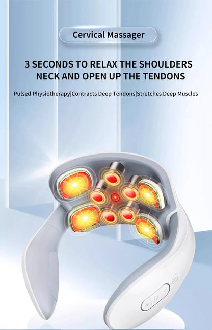 Smart Neck And Back Massager Device Shoulder Neck Massage Cervical Vertebra Vibrator Heating Relieve Pain Muscle Care