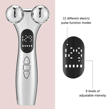 Electric Facial Micro-current Beauty Instrument LED Display Face Lifting Roller Massager Skin Tighten Massage Beauty Devices