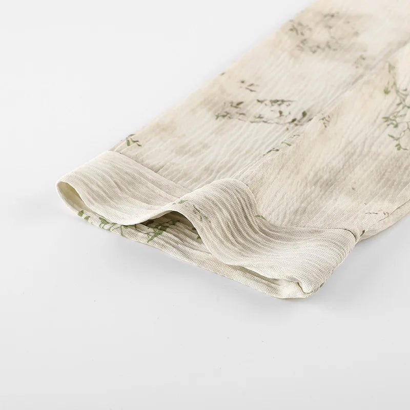 Spring Autumn V-Neck Pajamas Female Pajamas Sets Elegant Floral Japanese Kimonos For Women Big Yards M-4XL Cotton