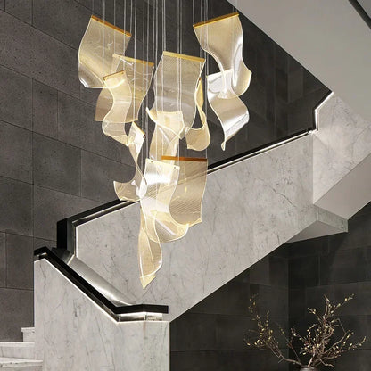Modern Simple Led Luxurious Duplex Building Large Chandelier Living Room Creative Villa Pendant Lamp Stair Dining Hall Lighting