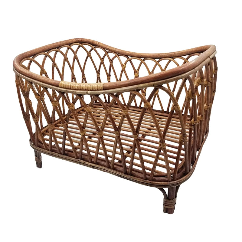 Baby Cribs Newborn Photography Props Bed Storage Basket Doll Bed Chair Rattan Furniture for Newborns Babe Posing Props