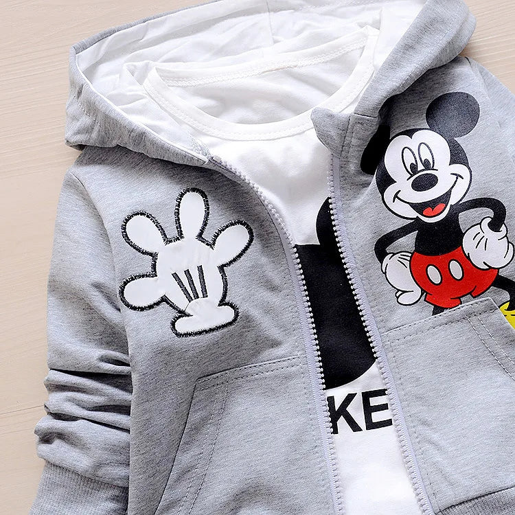 Baby Girls Boys Mickey Minnie Clothing Sets Spring Autumn Kids Outfits Hoodie +T-shirt + Pants Tracksuit Children Sport Suit