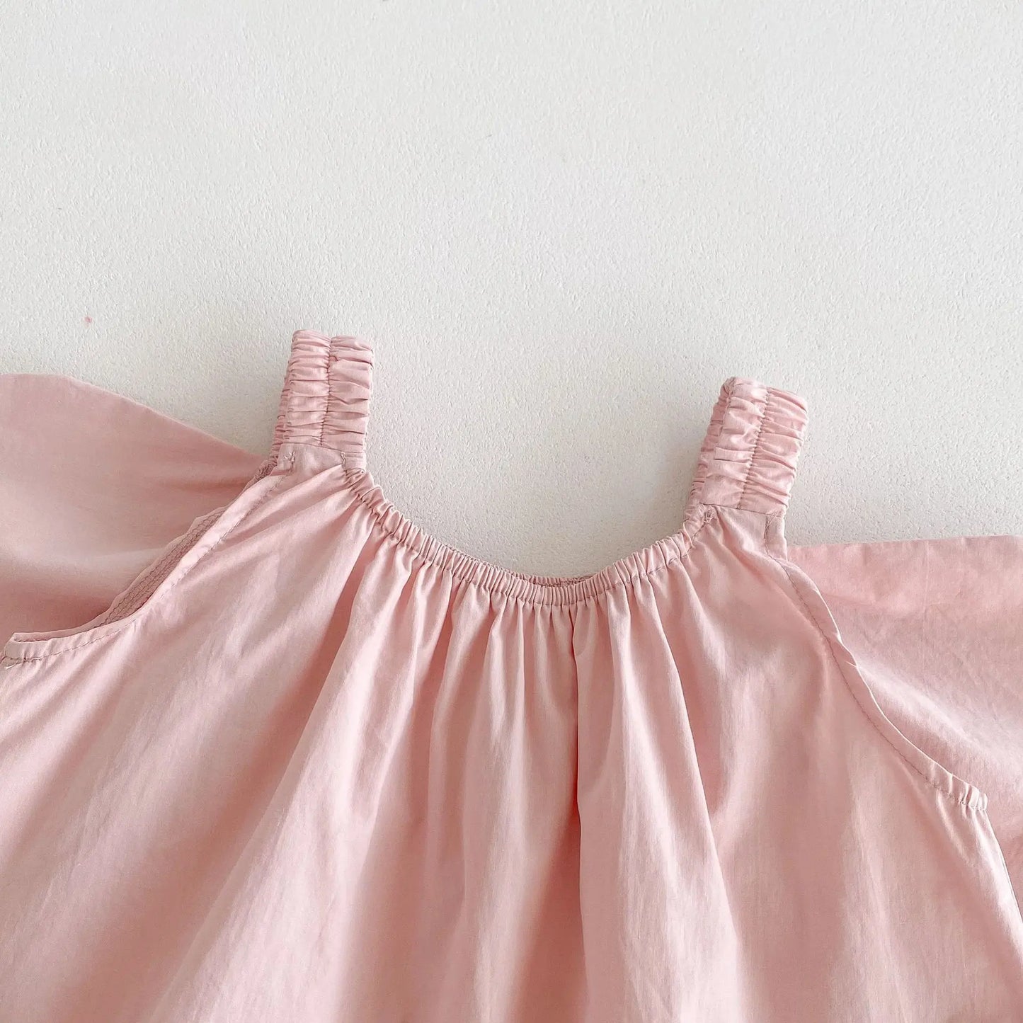 Summer New Solid Girl Infant Angel Wings Overalls Cute Children Suspenders Jumpsuit  Loose Baby Cotton Pants Kid Casual Trousers