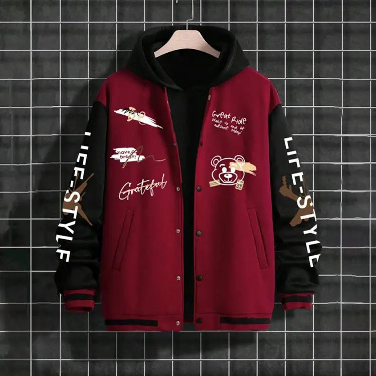 2026 New Jacket Coat Letter Printed  Wear Men Baseball Jacket Casual Long Sleeve Stand Jackets Men's Coats Sweatshirts Outerwear