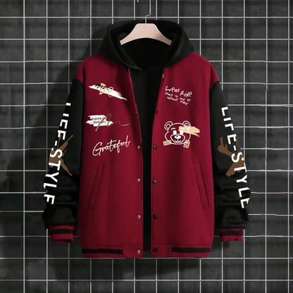 2026 New Jacket Coat Letter Printed  Wear Men Baseball Jacket Casual Long Sleeve Stand Jackets Men's Coats Sweatshirts Outerwear