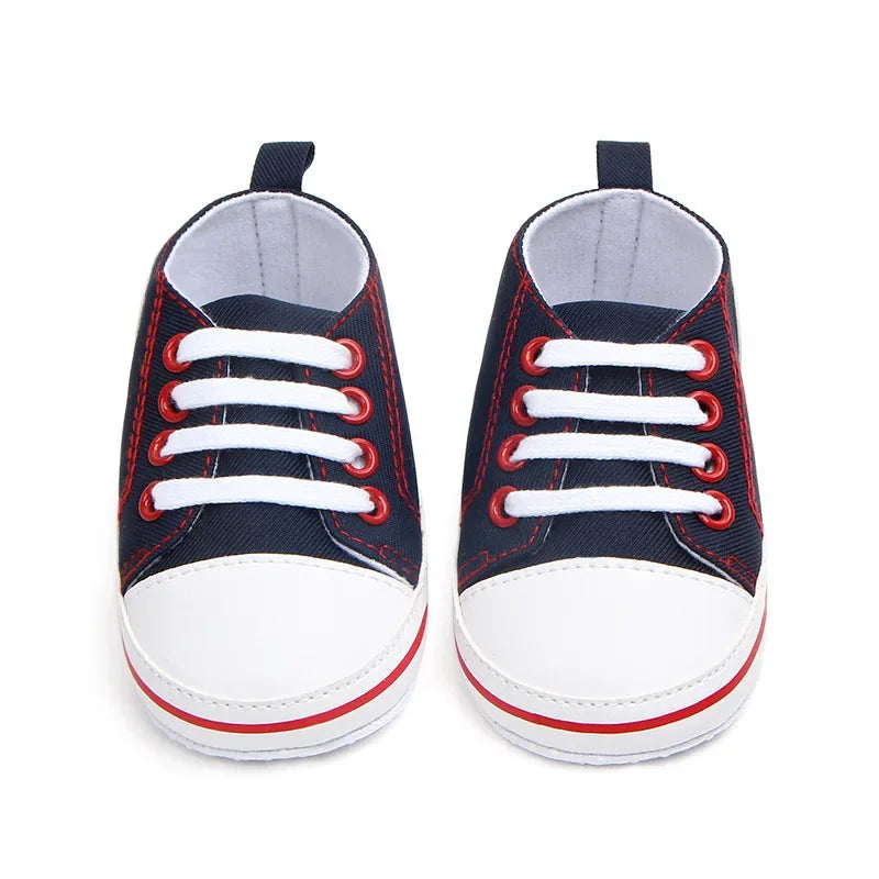 0-12 Months Baby Boys Canvas Shoes Cute Newborn Infant Toddler Crib Sneakers Little Girl Soft Sole Floor First Walkers TS111