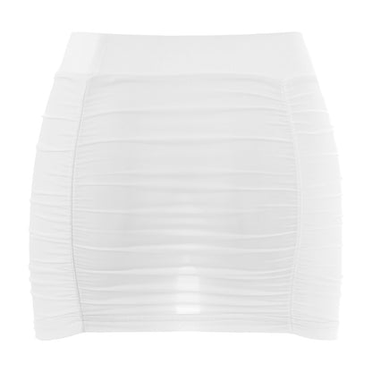 Sexy Womens Mid Waist Stretchy Shirring Bodycon Miniskirt Ladies Elastic Waistband Summer Mini Skirt for Nightclub Party