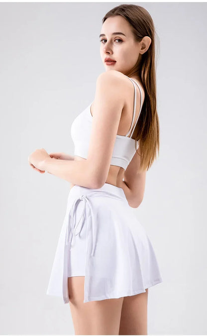 2025 Women Side Slit Sports Skirts Badminton Tennis Workout Skirt Golf Running Skirt Quick Drying Yoga Fitness Skirt Shorts