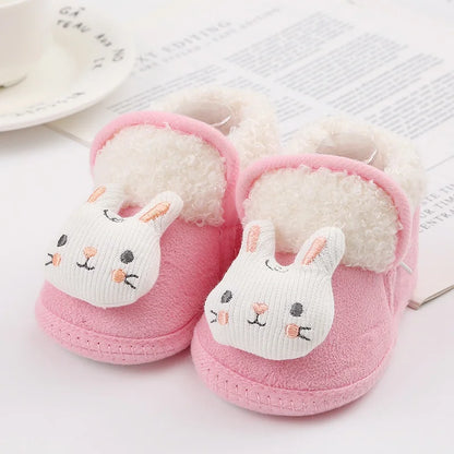 Winter Newborn Baby Boots Shoes Cute Cartoon Boy Girl Toddler Plush Snow Booties Warm Infant Crib Shoes Infant First Walkers