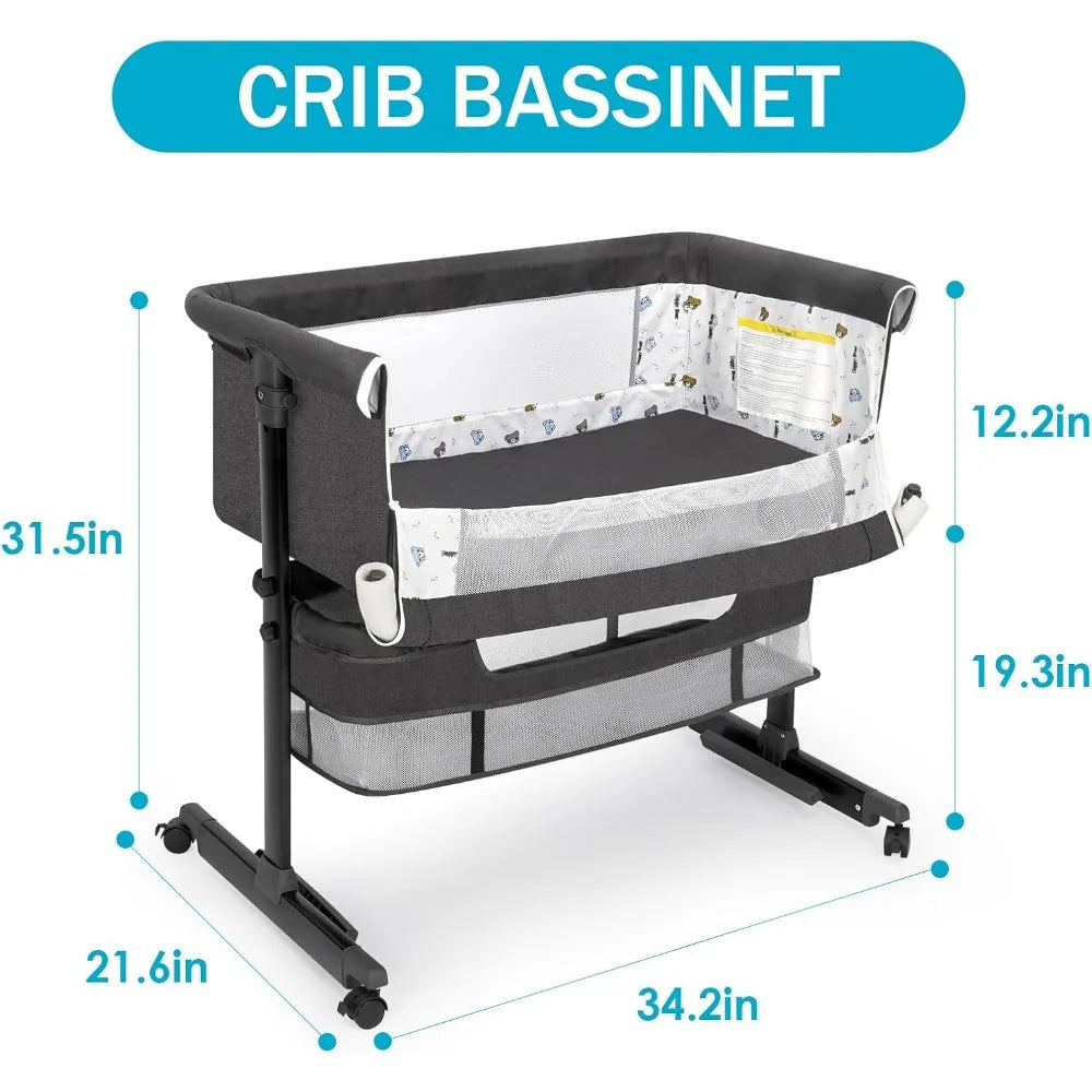 Baby Bassinet, Baby Basinet Bedside Sleeper, Easy to Fold Portable Crib Side Bassinet 2026 new Style Girl/boy bassinets