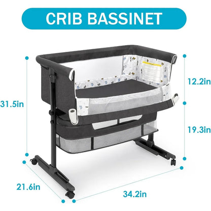 Baby Bassinet, Baby Basinet Bedside Sleeper, Easy to Fold Portable Crib Side Bassinet 2026 new Style Girl/boy bassinets