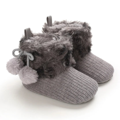 Autumn and Winter Baby Plush Thick Warm Cotton Shoes 0-18 Months Soft Soled Comfortable Non Slip Boots