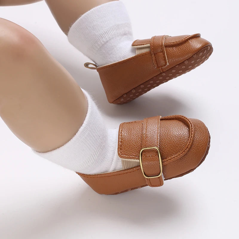Newborn Baptist Shoes New Leather Gentleman Shoes Anti-slip Soft Bottom Indoor Baby Boys and Girls Casual Shoes Walking Shoes