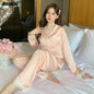 Women Casual Luxury Pajamas Thin Pajamas Female Sleepwear New Elegant Ladies Faux Silk Polyester Dots Pajama Sets Sexy Home wear