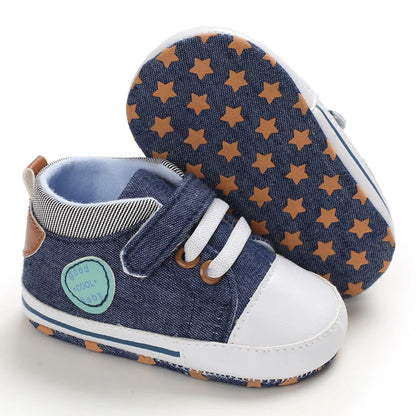 Lucky Blue Newborn Infant Toddler Boy Girl Casual Breathable Soft Cloth Bottom  Anti-slip PU Leather First Walkers Canvas Shoes