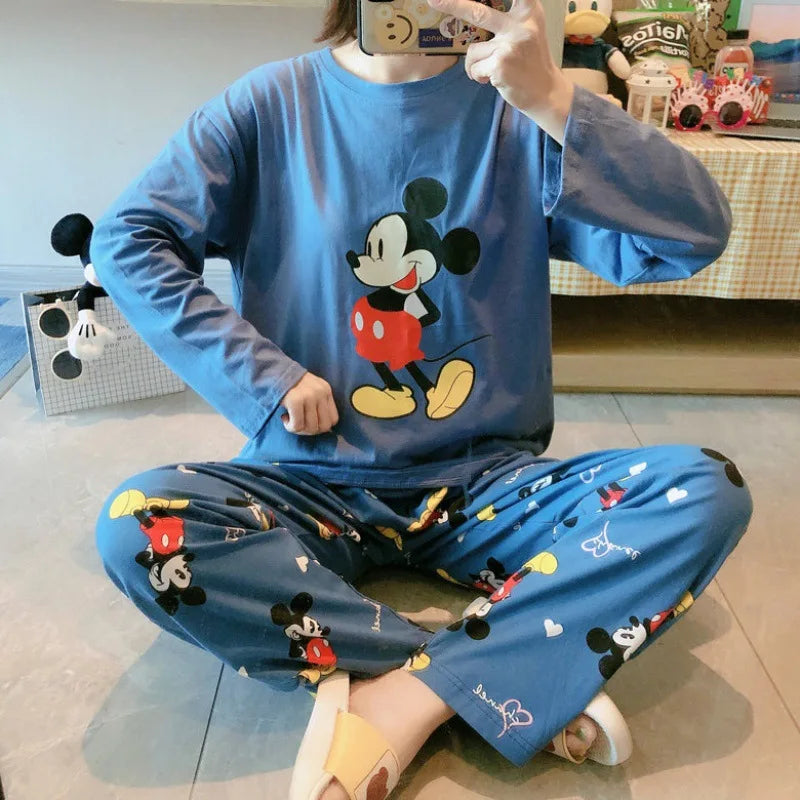 Women's Pajamas Sets Spring Autumn Two-Piece Cute Print Pajama Long Sleeve Pajama Home Clothes Two-piece