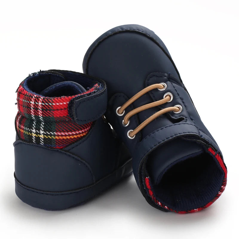 Lucky Blue Newborn Infant Toddler Boy Girl Casual Breathable Soft Cloth Bottom  Anti-slip PU Leather First Walkers Canvas Shoes