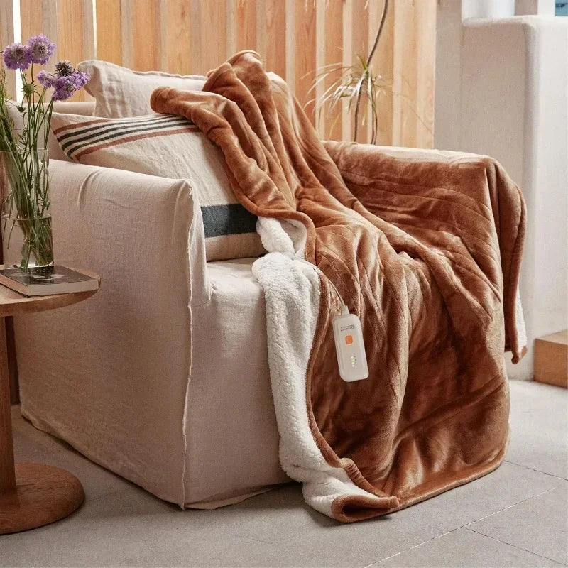 Heated Blanket Electric Throw 50''X60''-Soft Silky Plush Electric Blanket with 4 Heating Level & 3 Hour Auto Off Heating Blanket