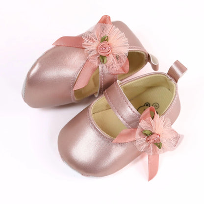 RABEISIR Baby toddler shoes, fashionable rose flower baby girl casual step shoes, light and non-slip, suitable for daily