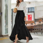 Spring Autumn Women Long Skirt High Waist Lace-up Ruffle Trim Plaid Print Bow Tie Irregular Hem Maxi Skirt Female 2026 New