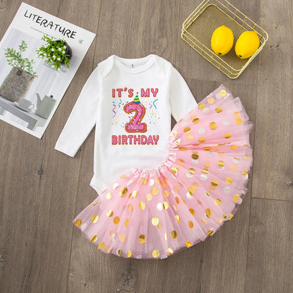 Baby Girl's 1st Birthday Outfit Birthday Girls Dress Set Newborn Infant Baby Girls 1st Birthday Dress Birthday Party Costume