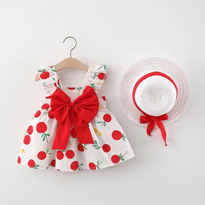 2025 Girls Cute Summer Sleeveless Dress Girl 2Pieces Sets Short Pants + Dress Set Stripe Patten for Baby 6-24M