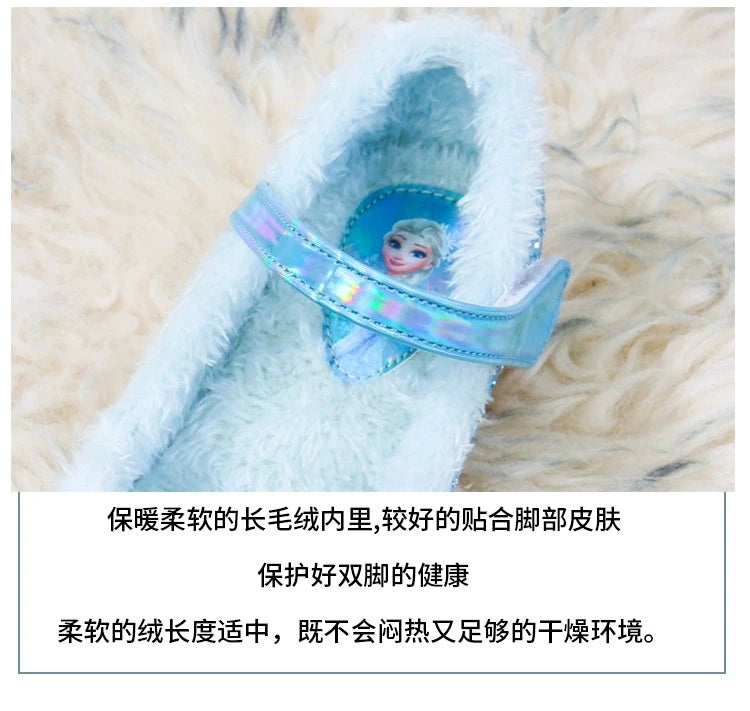 Disney Girls Show Frozen Princess Elsa Shoes Winter Girls Baby Shoes Children Blue Pink Crystal Shoes Sandals Size 23-36