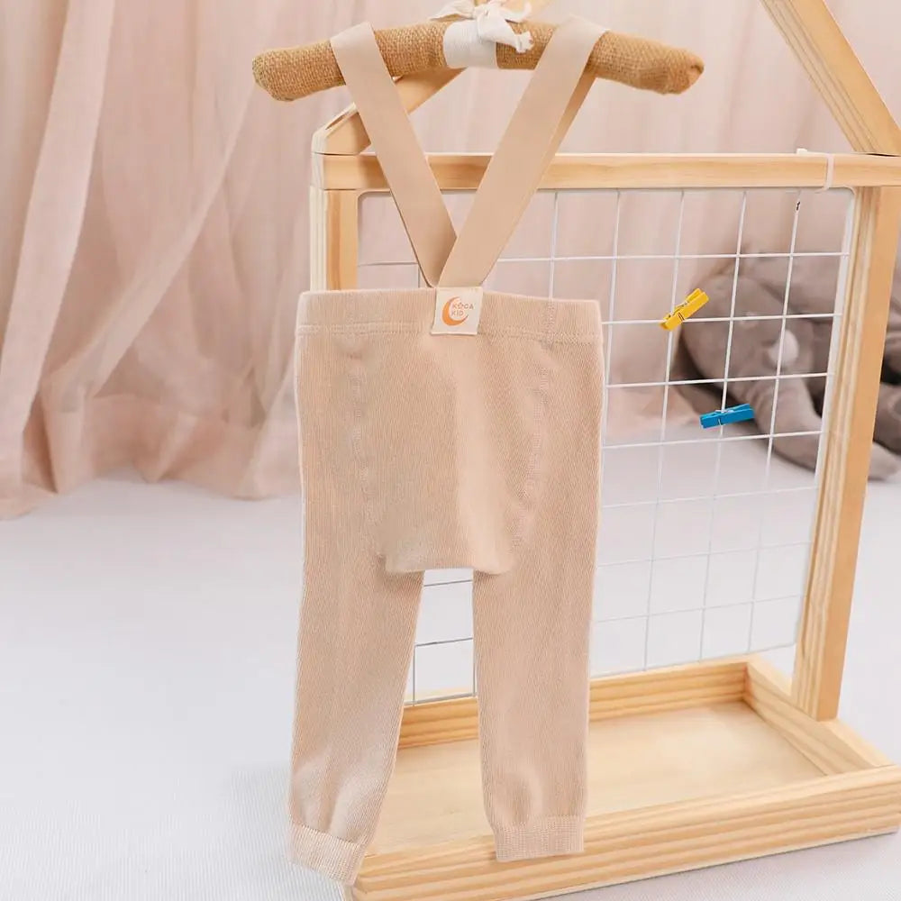 2025 Spring Fashion Boy Baby Solid High Waist Overalls Girl Children Cotton Leggings Infant Casual Suspenders Pants Kid Trousers
