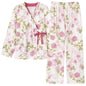 Spring Autumn V-Neck Pajamas Female Pajamas Sets Elegant Floral Japanese Kimonos For Women Big Yards M-4XL Cotton
