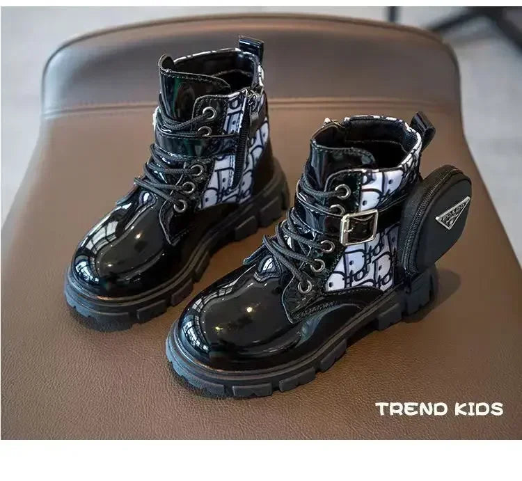 Spring and Autumn Girls Kids Shoes Ankle Boots Fashion British Style Single Boot Soft Sole Versatile Children's  Leather Shoes