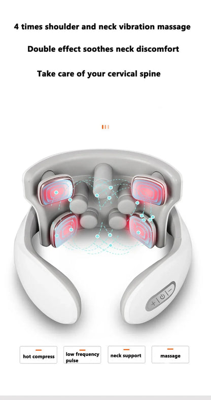 Smart Neck And Back Massager Device Shoulder Neck Massage Cervical Vertebra Vibrator Heating Relieve Pain Muscle Care