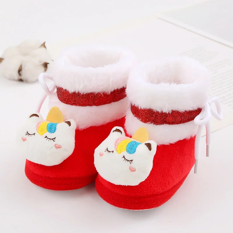 Baywell Baby Boots Newborn Winter Plush Snow Booties for Infant Boys Girls Soft Comfortable Lace Up Warming Shoes