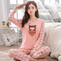 Autumn 2pieces Pyjamas Set Women Thin Sexy Sleepwear Lovely Home Suit 2025 Round Neck Girls Teacup Sleep wear Long Sleeve Pajama