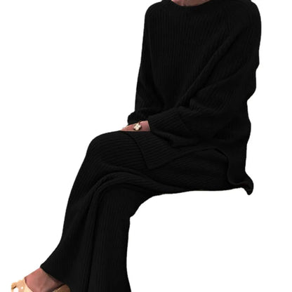 Women's Knit Lounge Sets Sweater Home Street Daily Basic Pure Simple Soft Sport Sweater Pant Fall Winter Round Neck Long Sleeve