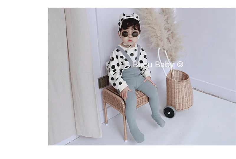 Baby Cute Knitted Tights Boys Girls Pantyhose Casual Suspender Tights Infant Toddler Autumn Spring Leggings Solid Color Clothing