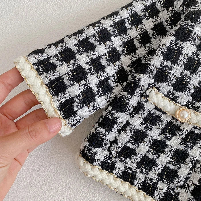 Autumn Winter Korean Style Newborn Baby Girls Clothing Set Long Sleeved Plaid Cardigan Coat+ Shorts 0-3Yrs Children Clothes Suit