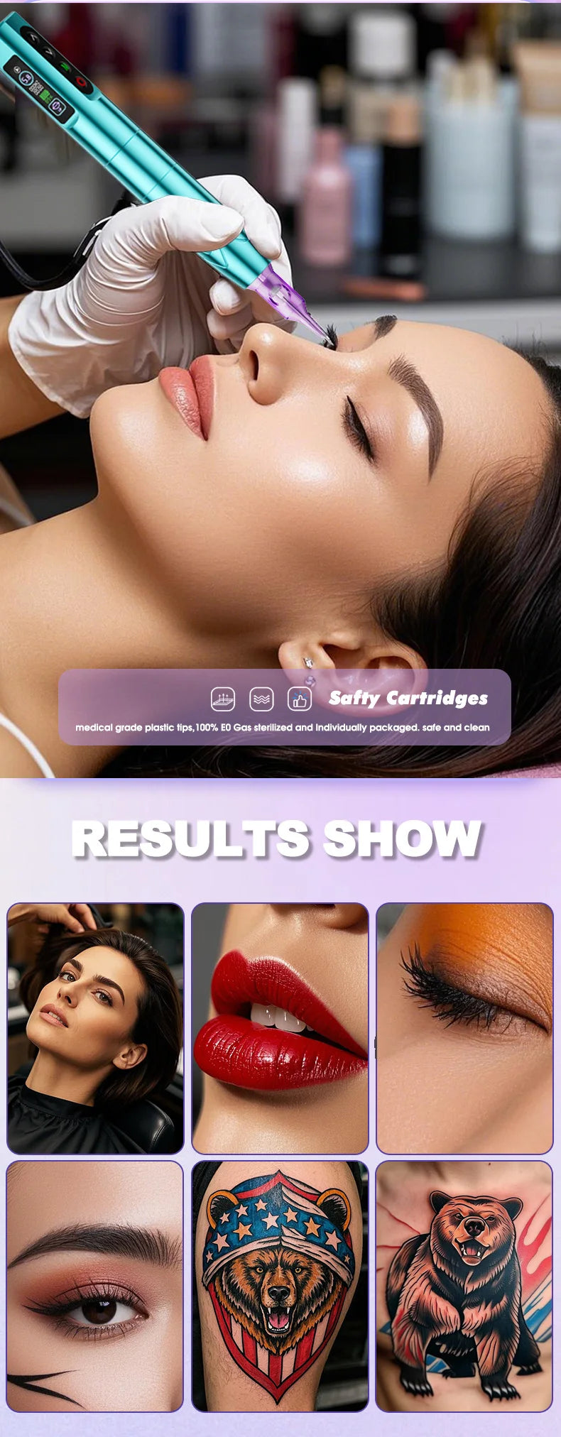 Ybeauty wireless battery embroidery machine set, integrated contact lens and eyebrow tattooing machine, cross-border source