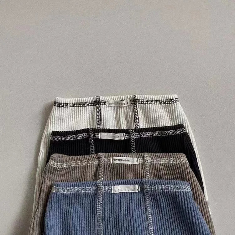 Autumn New Baby Solid Thread Leggings Cotton Boy Girl Drawstring Trousers Infant Toddler Pp Pants Newborn Casual Pants 0-24M