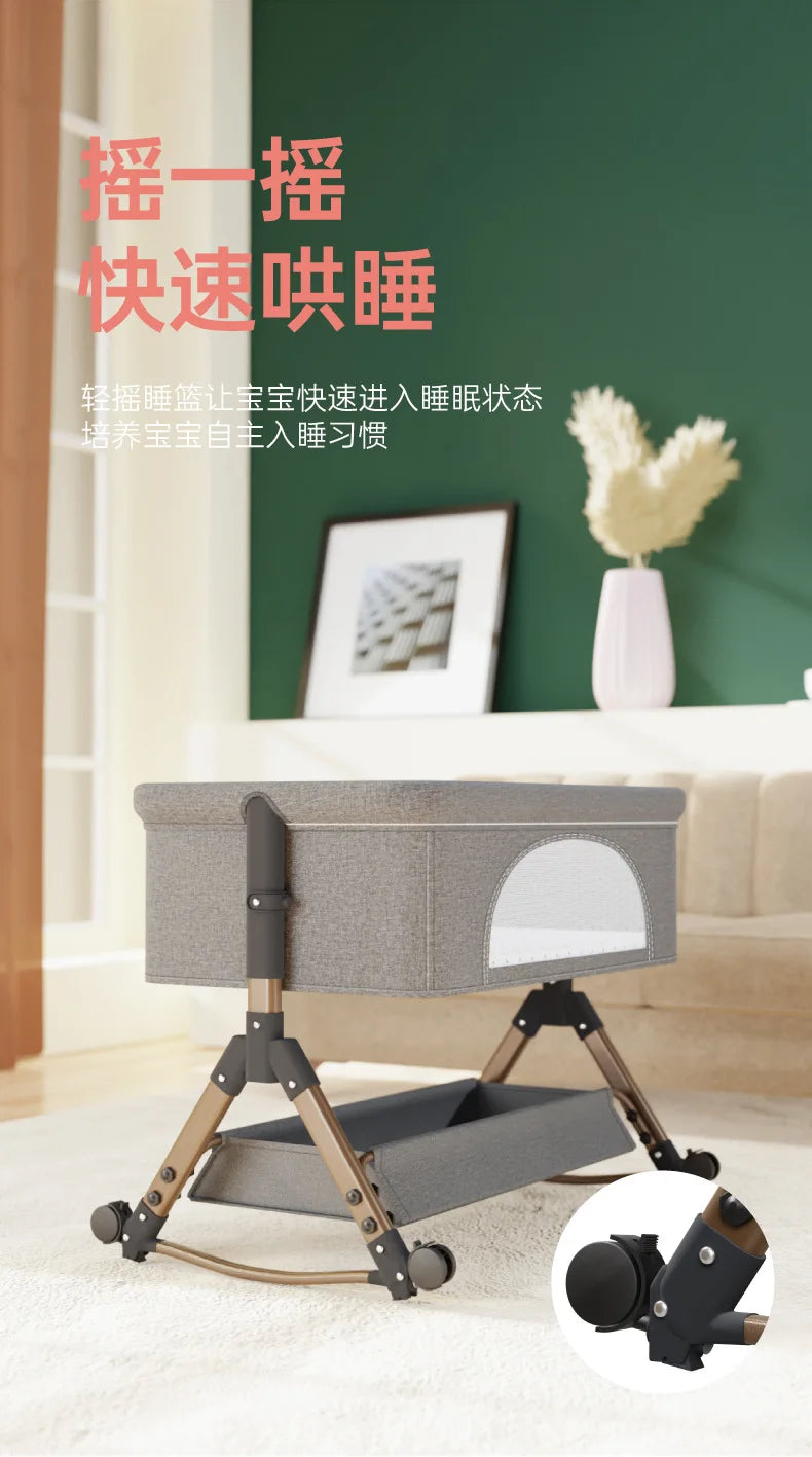 Baby Crib Newborn Small Bed Splicing Large Bed Cradle Bed Sleeping Basket Movable Foldable Portable And Multifunctional